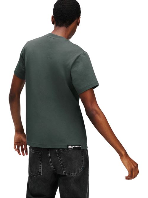T-shirt uomo azzurro petrolio in cotone Karl Lagerfeld jeans | A1M170031MV